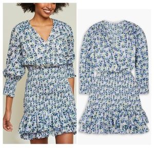 NWT Veronica Beard Darrah Smocked Floral Print Cotton Dress